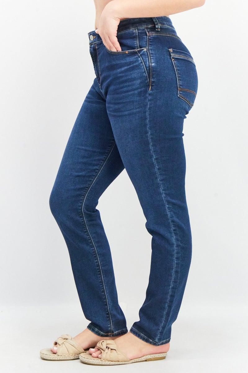 ESPRIT Women Slim Fit Dark Wash Stretchable Denim, Navy - Image 4