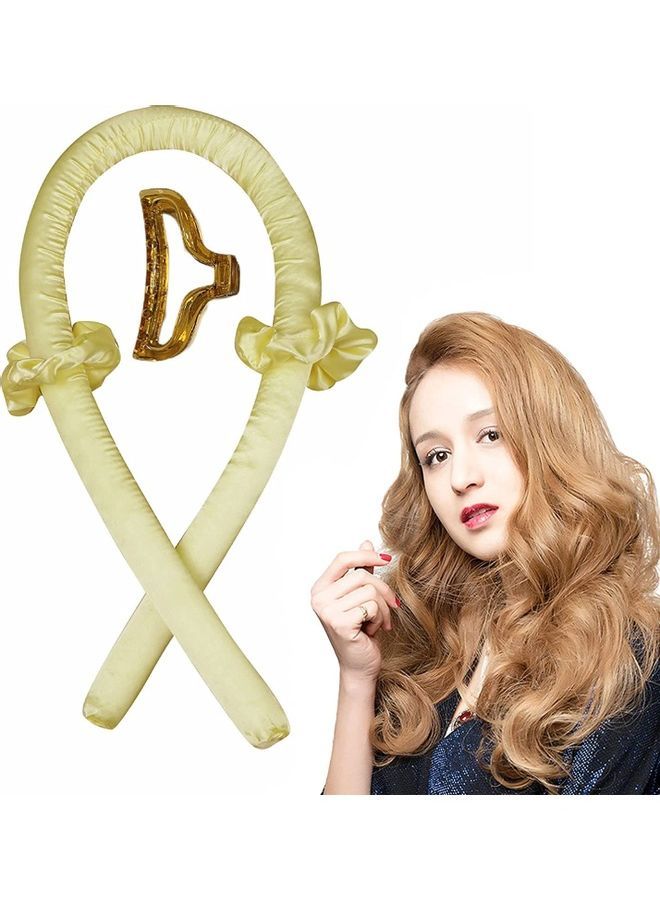 NIBEMINENT Heatless Hair Styling Ribbon Set Yellow - Image 1