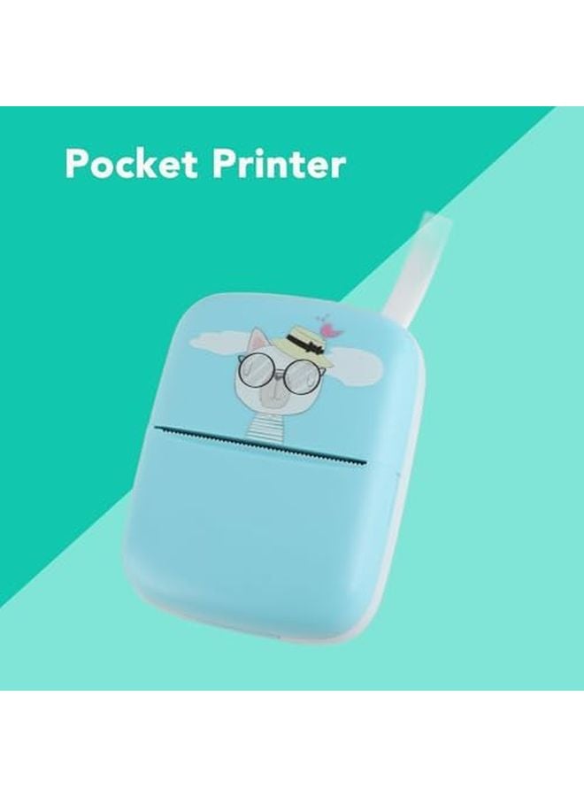 Blue Mini Thermal Printer Bluetooth Portable HD Sticker Maker For Photos - Image 4