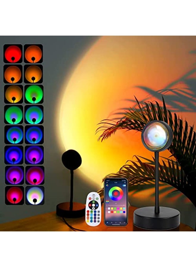 Redare Smart Sunset Lamp,Sunset Lamp projector 360 Degree Rotation,APP and Remote Control Multicolor Changing LED Sunset Lights,Upgraded Sunlight Lamp Synchronized with Music, Holidays Gift for Women - Image 1