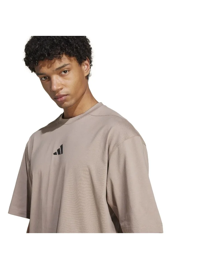 Adidas Oversize Tee Brown Training T-Shirts For Men XS