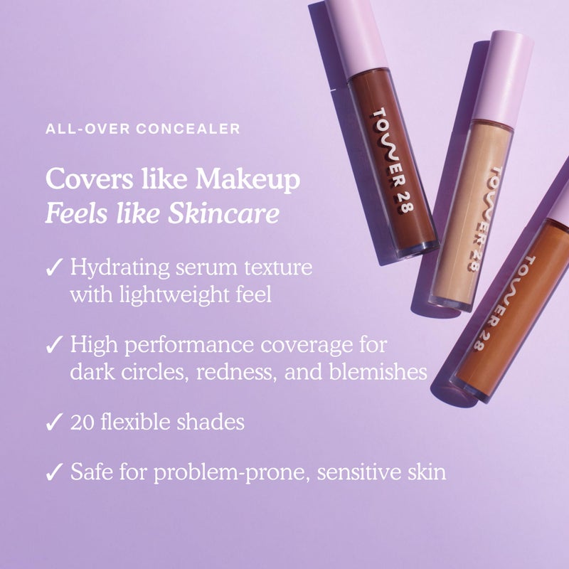 Tower 28 Swipe Serum Concealer - Hydrating Medium-Full Coverage Concealer + Under Eye Brightener - Skin Care Infused Makeup with Hyaluronic Acid + Soothing Centella - 3.0 Light/Warm Peach (0.22 oz) - Image 2