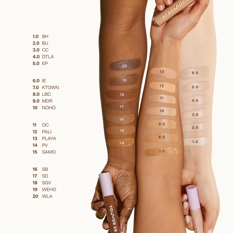 Tower 28 Swipe Serum Concealer - Hydrating Medium-Full Coverage Concealer + Under Eye Brightener - Skin Care Infused Makeup with Hyaluronic Acid + Soothing Centella - 3.0 Light/Warm Peach (0.22 oz) - Image 4