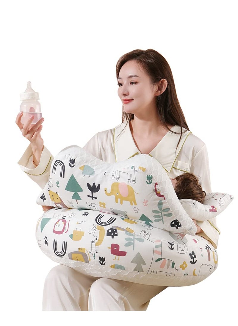 XiuWoo Baby Feeding Pillow for Breastfeeding, Nursing Pillow with Infant Support Cushion, Multi-Purpose Nursing Pad with Removable Neck Belt for Mom Baby Skin Friendly Breathable Fabric  - Image 1