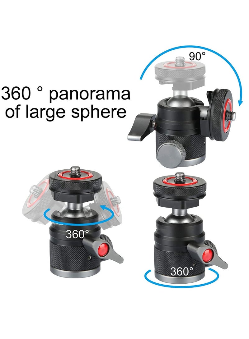 KASTWAVE Camera Tripod Mini Ball Head Adapter,360 Degree Rotatable Aluminum Tripod Head,1/4" Screw Cold Shoe Mount for DSLR Camera/Light Stand/Cell Phone/Monopod/action camera.  - Image 4