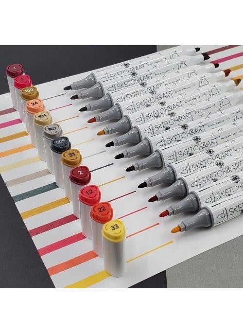 Bruno Visconti "sketch & Art" Double-Sided Marker Pen 12 Colors-Autumn Landscape  - Image 5