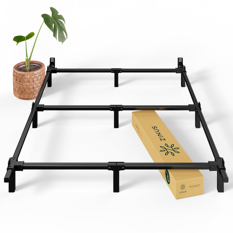 ZINUS 7 Inch Compack Metal Bed Frame Support Bed Frame for Box Spring and Mattress Set Black Full