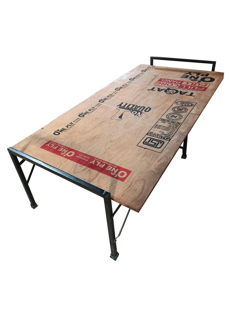 AARAM CHARPAI UDYOG AARAM CHARPAI UDYOG Smart Plywood Folding Metal Single Bed For Sleeping Modern Design Heavy Duty Cot Khat Space Saving Portable Engineered Wood Platform Noise Free 6 Leg Support Size 3 X 6 Ft 