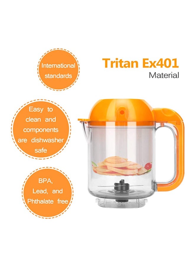 Gonice - Food Steamer Blender With BPA Lead, Phthalate-Free, And Shatterproof - White And Orange - Image 1