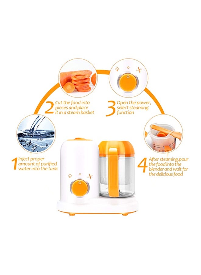 Gonice - Food Steamer Blender With BPA Lead, Phthalate-Free, And Shatterproof - White And Orange - Image 1