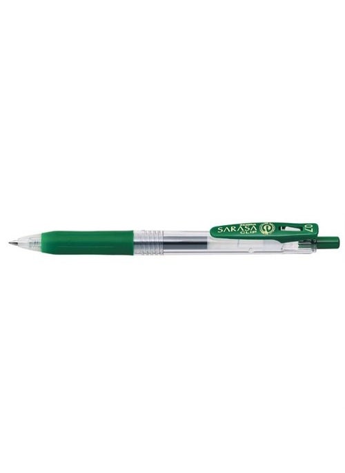 ZEBRA Sarasa Clip Gel Ink Rollers, Push-On, 0.7Mm, Green Src-0.7-Ysl 