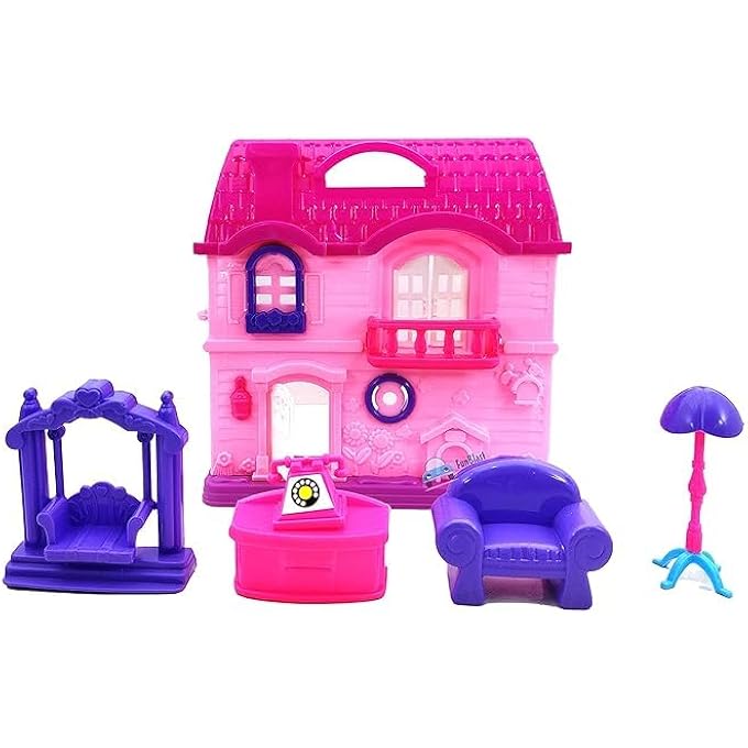 KIDS FOLDABLE CASTLE PLAY SET FOLDING PLAY HOUSE WITH FURNITURES COMBINATION- 10PCS SET - Image 1
