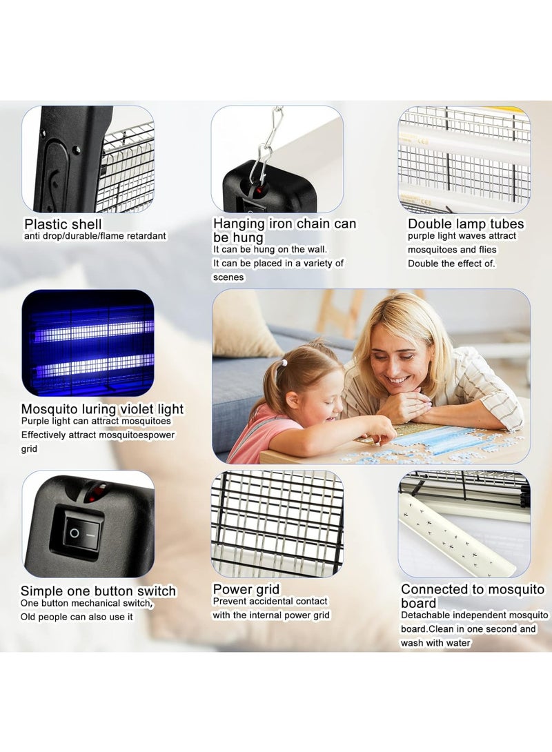 ماساجا صاعق حشرات كهربائي بقوة 20 وات، مضرب بعوض، قاتل حشرات مع مصيدة حشرات LED، عديم الرائحة، آمن وصحي للمنازل والمكاتب والفنادق - Image 4