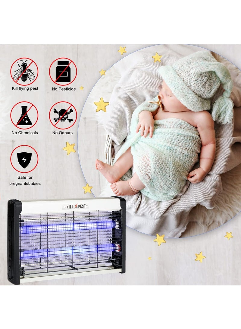 ماساجا صاعق حشرات كهربائي بقوة 20 وات، مضرب بعوض، قاتل حشرات مع مصيدة حشرات LED، عديم الرائحة، آمن وصحي للمنازل والمكاتب والفنادق - Image 5