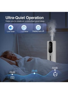 VUCATIN Large Humidifiers for Bedroom 7.5L Ultrasonic Cool Mist Humidifier with Remote Control 3 Speed Top Fill Cool Mist Humidifier for Bedrooms Offices Plants Babies (A)  - Image 2