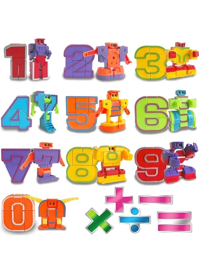 Liberty Imports 15 PCS Number Robots Transforming Toys Set - Math Counting Numerical Transform Robot Figures, Educational STEM Learning Bots for Kids