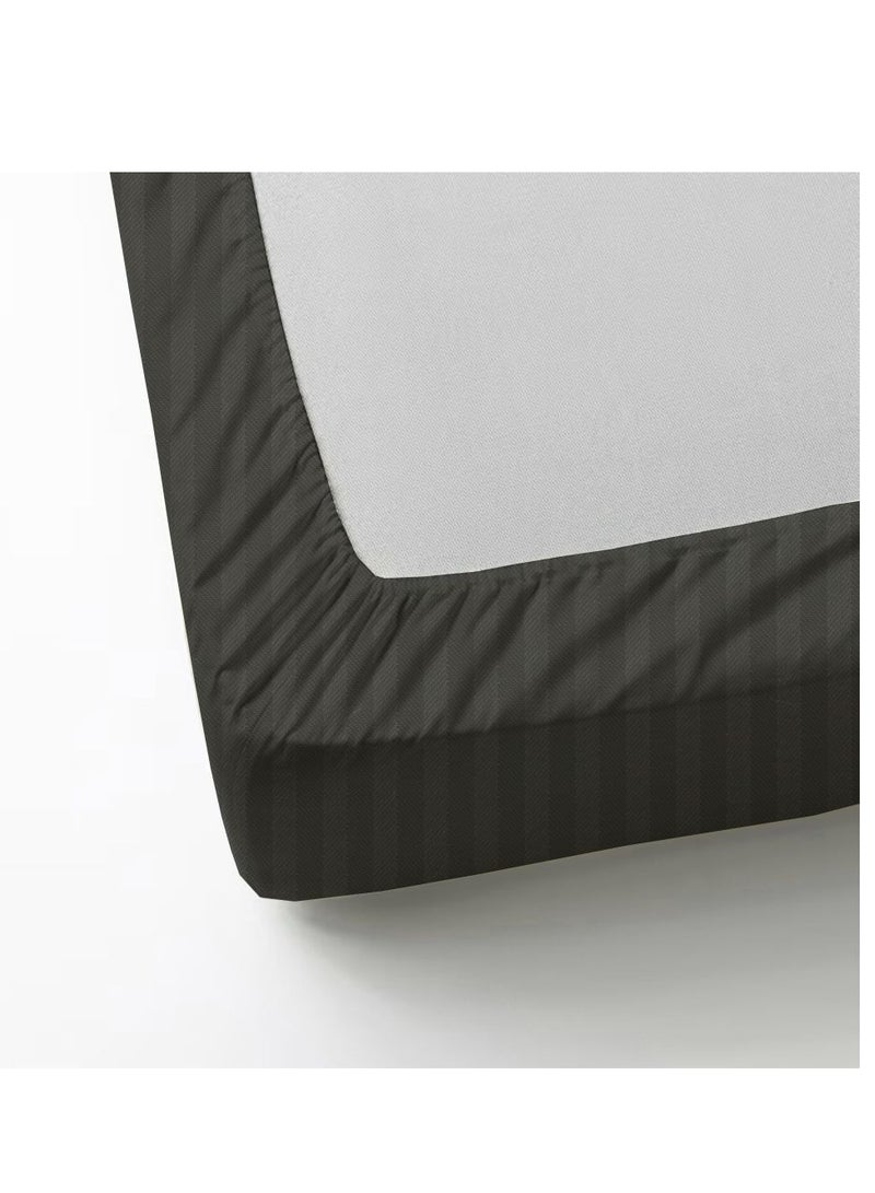 BYFT Tulip (Charcoal) Single Size Fitted Sheet with 1 cm Satin Stripe (90 x 210 + 30 Cm-Set of 1 Pc) 100% Cotton, Soft and Luxurious Hotel Quality Bed linen-300 TC - Image 4