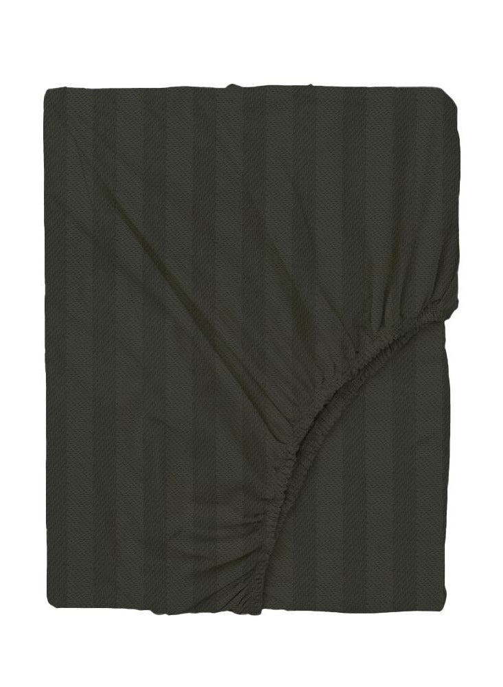 BYFT Tulip (Charcoal) Single Size Fitted Sheet with 1 cm Satin Stripe (90 x 210 + 30 Cm-Set of 1 Pc) 100% Cotton, Soft and Luxurious Hotel Quality Bed linen-300 TC - Image 2