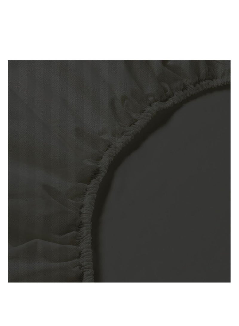 BYFT Tulip (Charcoal) Single Size Fitted Sheet with 1 cm Satin Stripe (90 x 210 + 30 Cm-Set of 1 Pc) 100% Cotton, Soft and Luxurious Hotel Quality Bed linen-300 TC - Image 3