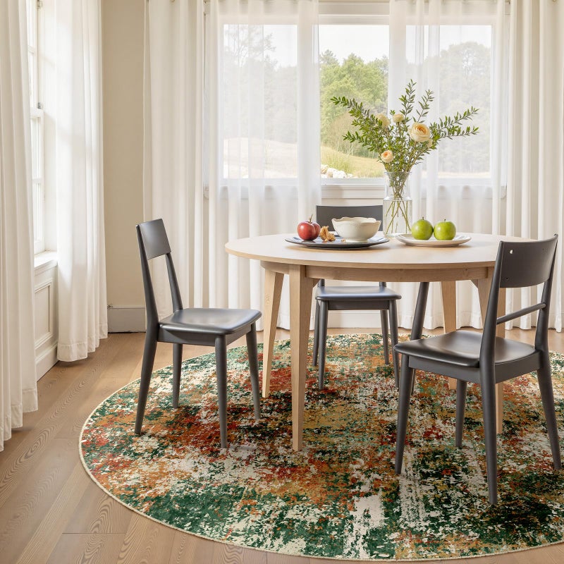 RELEANY Washable Area Rugs 4ft Non-Slip Modern Abstract Soft for Living Room Entryway Bedroom Nursery  Print Pattern  Green Orange Rust Red Cream Colorful - Image 3