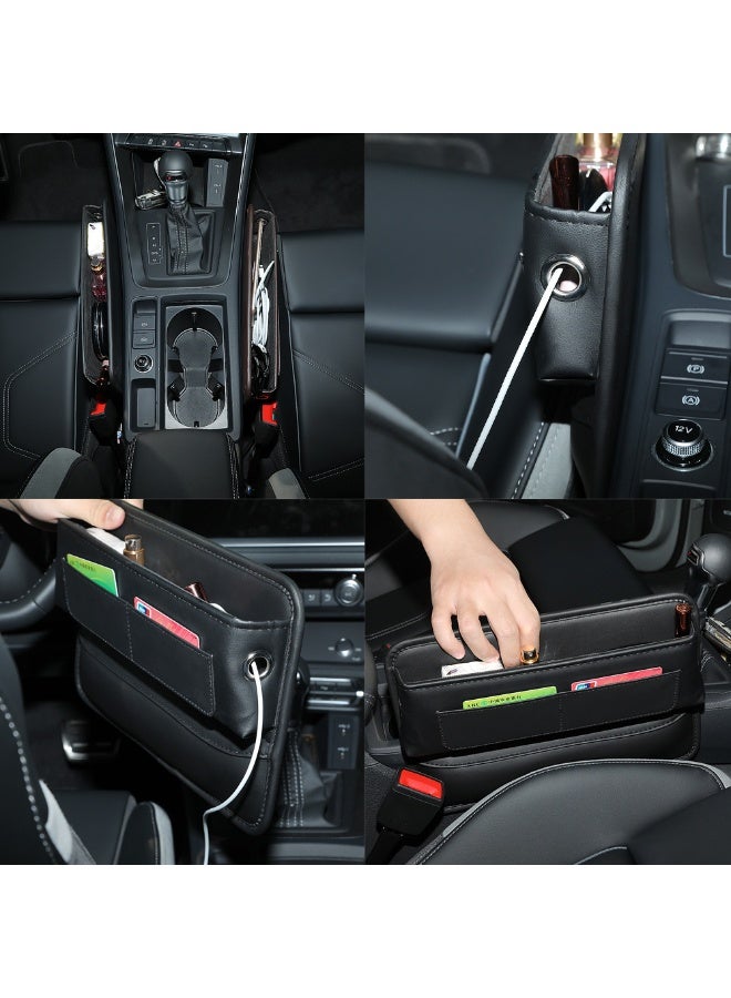 Car Seat Gap Filler Organizer Premium Leather Car Seat Gap Filler Organizer for Car Front Seat Auto Console Side Storage Box - Image 3