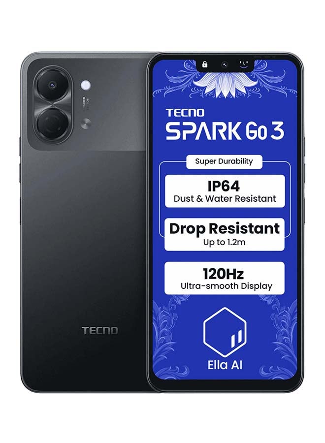 TECNO Spark Go 3 4G 128GB 4GB RAM Ink Black Dual Sim Smartphone Global Version - Image 1