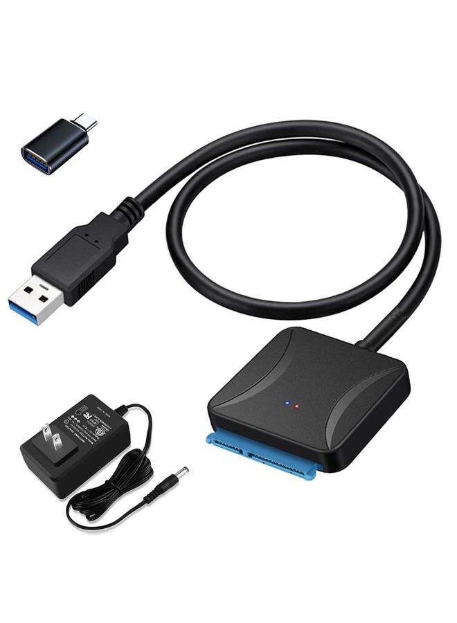 FRIGRAF 2IN1 SATA to USB 3.0 Adapter with Power Supply, Hard Drive Adapter for 3.5"& 2.5 inch SSD/HDD- External Hard Drive Converter,Sata Cable to USB C /A, Support Seagate Wd Hitachi Toshiba Samsung - Image 1