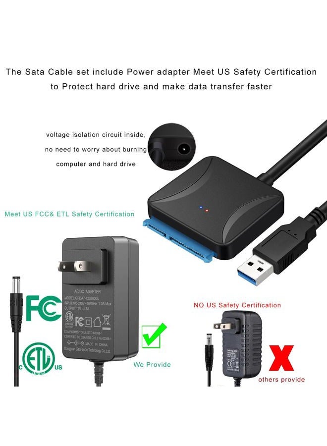 FRIGRAF 2IN1 SATA to USB 3.0 Adapter with Power Supply, Hard Drive Adapter for 3.5"& 2.5 inch SSD/HDD- External Hard Drive Converter,Sata Cable to USB C /A, Support Seagate Wd Hitachi Toshiba Samsung - Image 4