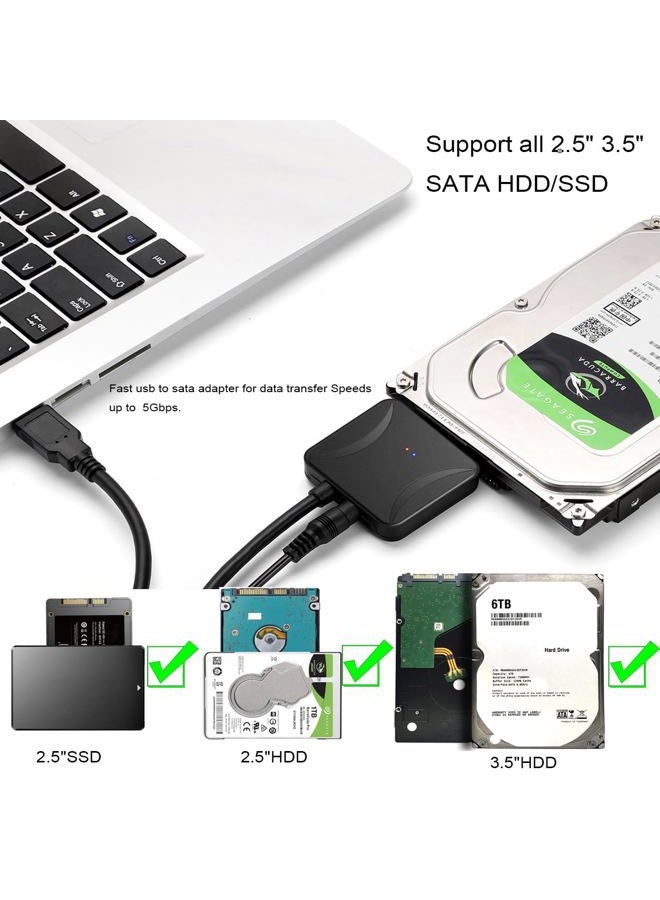 FRIGRAF 2IN1 SATA to USB 3.0 Adapter with Power Supply, Hard Drive Adapter for 3.5"& 2.5 inch SSD/HDD- External Hard Drive Converter,Sata Cable to USB C /A, Support Seagate Wd Hitachi Toshiba Samsung - Image 3
