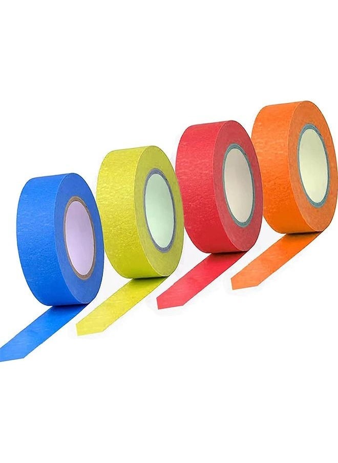 Masking Tape Colorful Tape 4 Rolls Colored Tape Writable Easy Tear Masking Tape Set for Crafts Labeling DIY Decorative Classification - Image 1