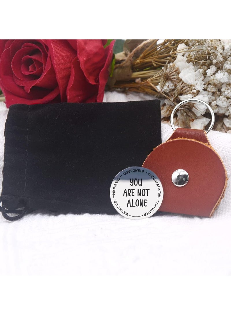 SYOSI Inspirational Pocket Hug Token Gift Long Distance Relationship Keepsake Stainless Steel Double Sided Pocket Hug Token Gift with PU Leather Keychain for Friend Boyfriend Girlfriend Daughter Son - Image 4