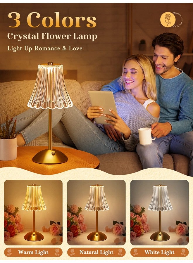 One Fire Table Lamps Set of 2, 3 Colors Bedside Lamps Set of 2, Dimmable Bedroom Lamps Set of 2, Rechargeable Nightstand Lamps Set of 2, Gold Lamps Set of 2 Lamps for Bedroom Living Room Bathroom Hotel Bar - Image 2