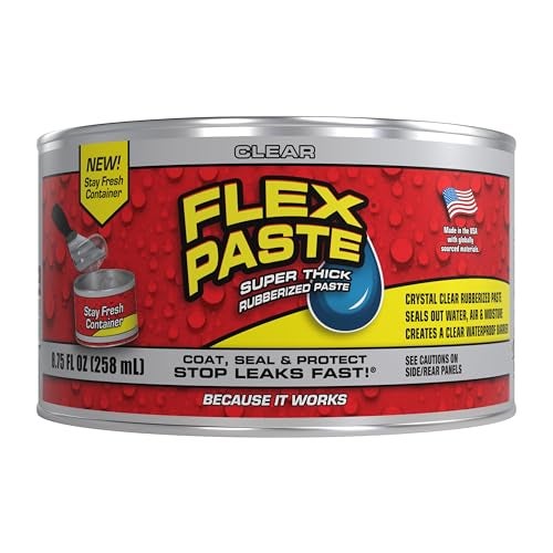Flex Paste, Waterproof Paintable Putty, Spackle Sealant, Fill Gaps Cracks Holes - Block Out Water and Air - UV Resistant - Walls, Drywall, EPDM, Concrete, Roof, RV Repairs, Clear, Half-Quart - Image 1