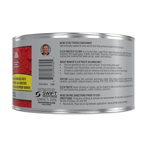 Flex Paste, Waterproof Paintable Putty, Spackle Sealant, Fill Gaps Cracks Holes - Block Out Water and Air - UV Resistant - Walls, Drywall, EPDM, Concrete, Roof, RV Repairs, Clear, Half-Quart - Image 2