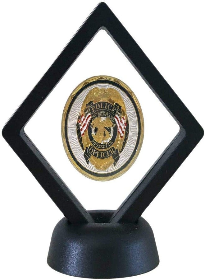 HillSpring Set of 10 Challenge Coin Display Frame, 3D Floating Case with Stand, Medallion Medal Specimen Military Coin Clear Box (Black) - Image 4