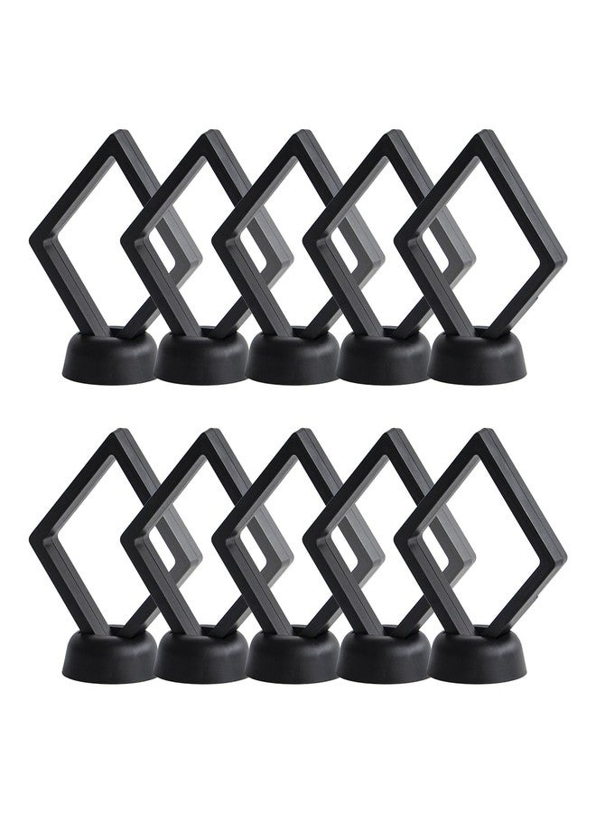 HillSpring Set of 10 Challenge Coin Display Frame, 3D Floating Case with Stand, Medallion Medal Specimen Military Coin Clear Box (Black) - Image 1
