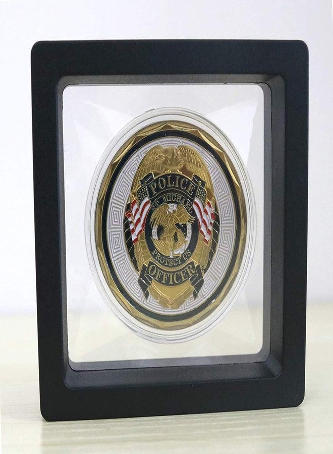 HillSpring Set of 10 Challenge Coin Display Frame, 3D Floating Case with Stand, Medallion Medal Specimen Military Coin Clear Box (Black) - Image 2