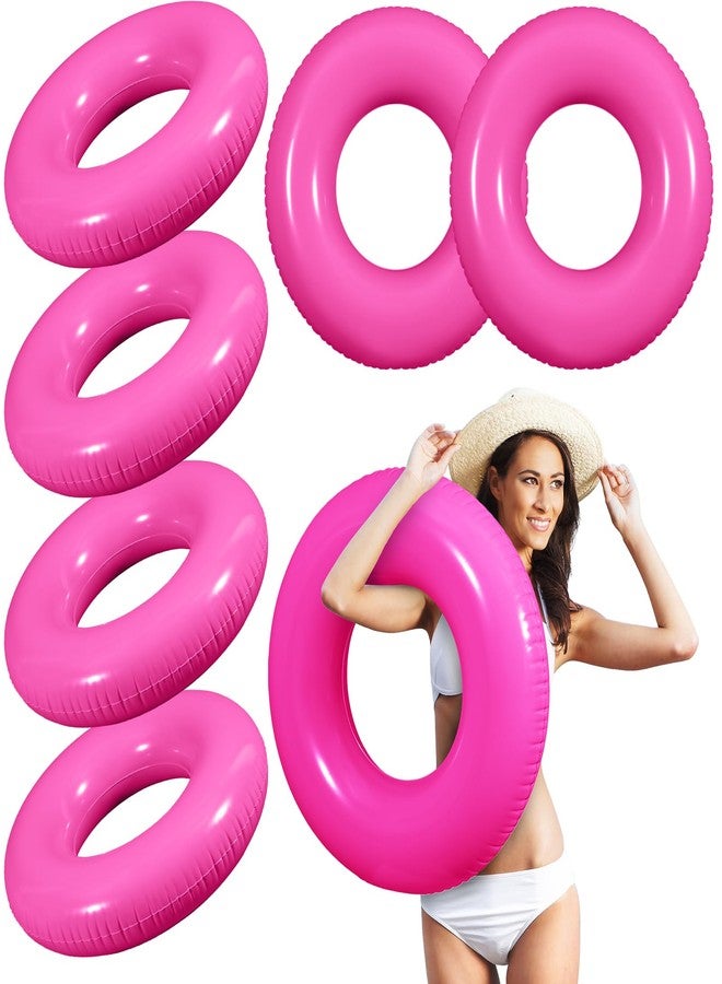 JellyArch 6 Pcs Inflatable Pool Floats 28 Inches Swim Tube Bulk for Adults Swimming Ring Pool Floaties for Beach Party Decorations Women and Men River Lake Summer Vacation Holiday (Rose Pink) - Image 1