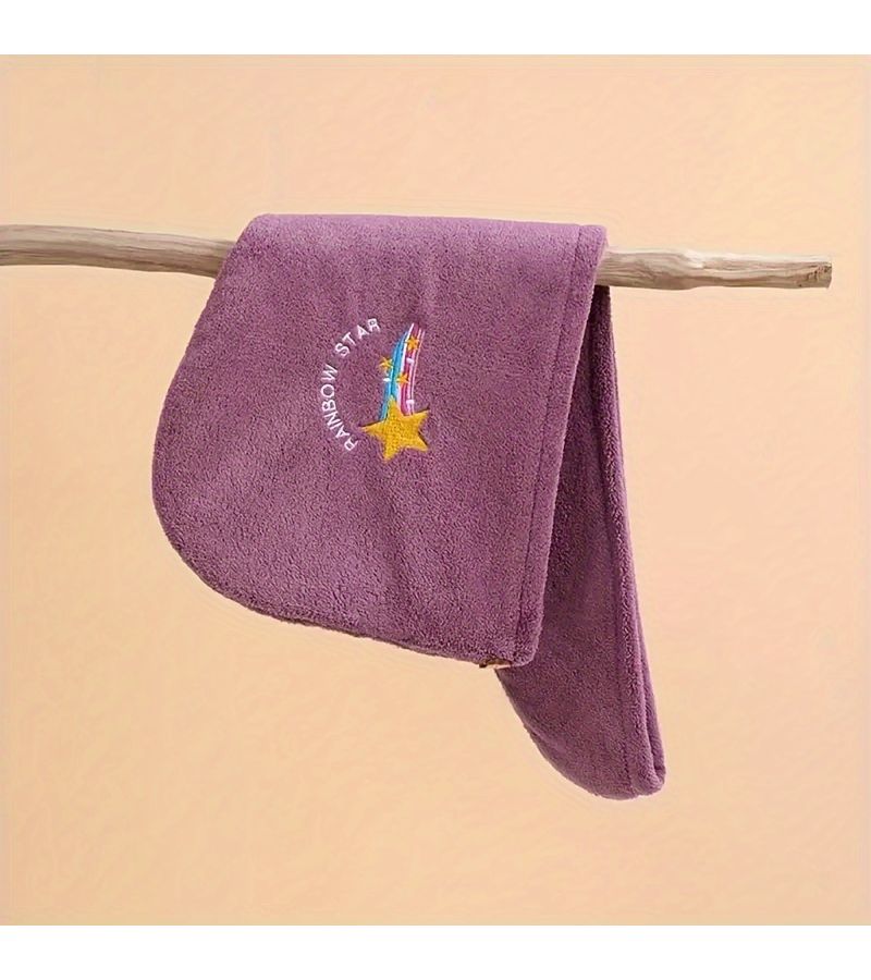 Purple Thick Soft Hair Drying Towel Absorbent Wrap Cap for Curly Long Hair - Image 3