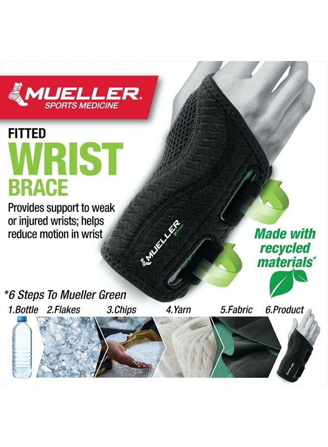 Mueller Sports Medicine Green Fitted Wrist Brace for Men and Women, Support and Compression for Carpal Tunnel Syndrome, Tendinitis, and Arthritis, Right Hand, Black, Small/Medium - Image 3
