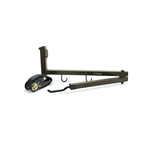 HME Durable EasytoAttach Secure Better Tree Stand Bow Hanger StrapOn wTwo Accessory Hooks HeavyDuty Ratchet Strap Extends to 25 210 x 700 x 1600 - Image 1