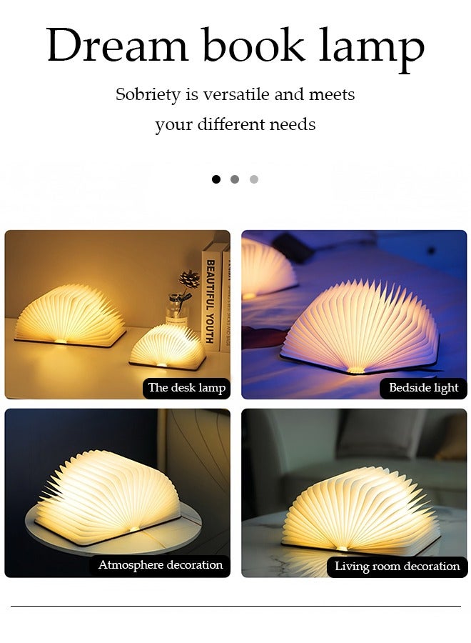 Loquat Folding Book Lamp, Wooden Book Light 5 Color,Portable USB Rechargeable Night Light, Home Office Decoration Gift LED Book Light for Home Decor Birthday Gift - Image 4