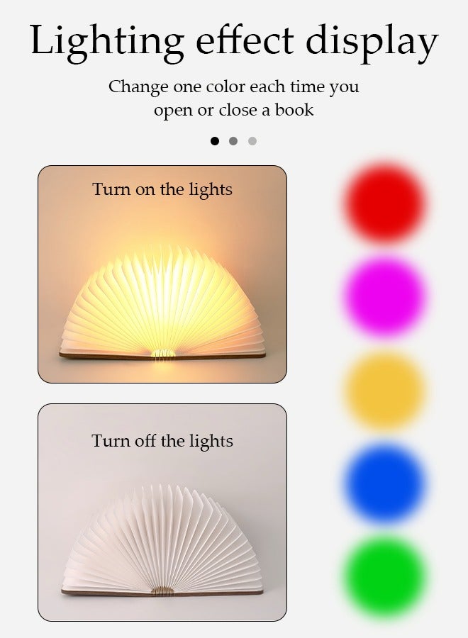Loquat Folding Book Lamp, Wooden Book Light 5 Color,Portable USB Rechargeable Night Light, Home Office Decoration Gift LED Book Light for Home Decor Birthday Gift - Image 5