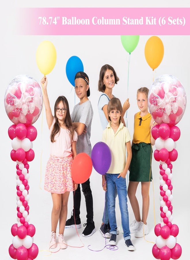 HEYTIMI 6 Set Heavy-Duty Balloon Column Stand Kit for Floor, 6.6ft Adjustable Metal Telescopic Balloon Tower with Base for Birthday, Wedding, Baby Shower, Graduation Party, Outdoor Indoor Decorations - Image 5