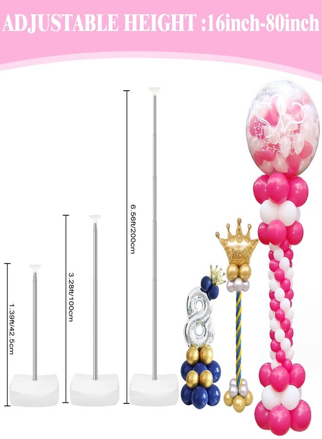 HEYTIMI 6 Set Heavy-Duty Balloon Column Stand Kit for Floor, 6.6ft Adjustable Metal Telescopic Balloon Tower with Base for Birthday, Wedding, Baby Shower, Graduation Party, Outdoor Indoor Decorations - Image 4