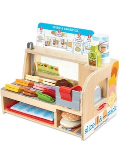 Wooden Slice And Stack Sandwich Counter With Deli Slicer 56 Piece Pretend Play Food Pieces