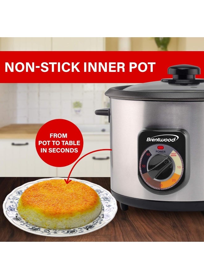 BRENTWOOD Crunchy Persian Rice Cooker, Stainless Steel (8-Cup Uncooked/16-Cup Cooke), silver (TS-1216S) - Image 5