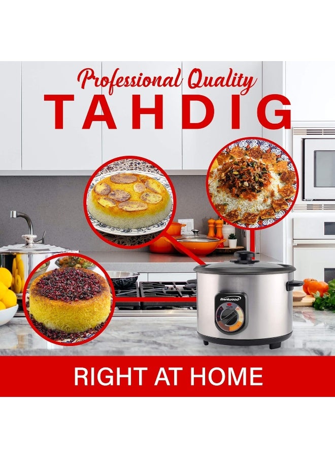 BRENTWOOD Crunchy Persian Rice Cooker, Stainless Steel (8-Cup Uncooked/16-Cup Cooke), silver (TS-1216S) - Image 3