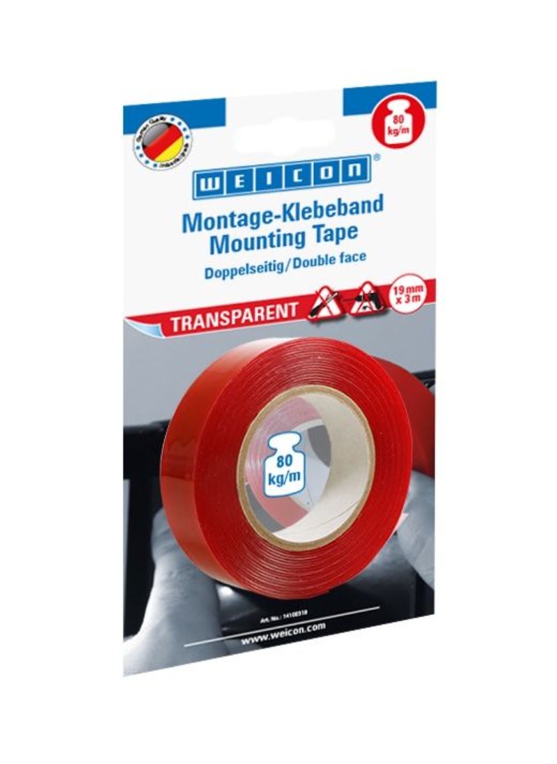 Weicon - WEICON Mounting Tape (Indoor/Outdoor) 19mm x 3mtrs Transparent 14100319 - Image 1