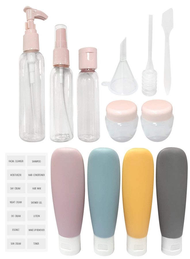 Shudyear 13 Pcs Travel Bottles Set For Toiletries,Leak Proof Refillable Squeezable Bottles With Clear Storage Bag And Laber,Empty Plastic Travel Bottles For Cosmetics,Shower Gel,Lotion,Shampoo - 60 Ml - Image 1